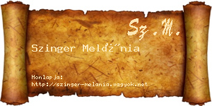 Szinger Melánia névjegykártya